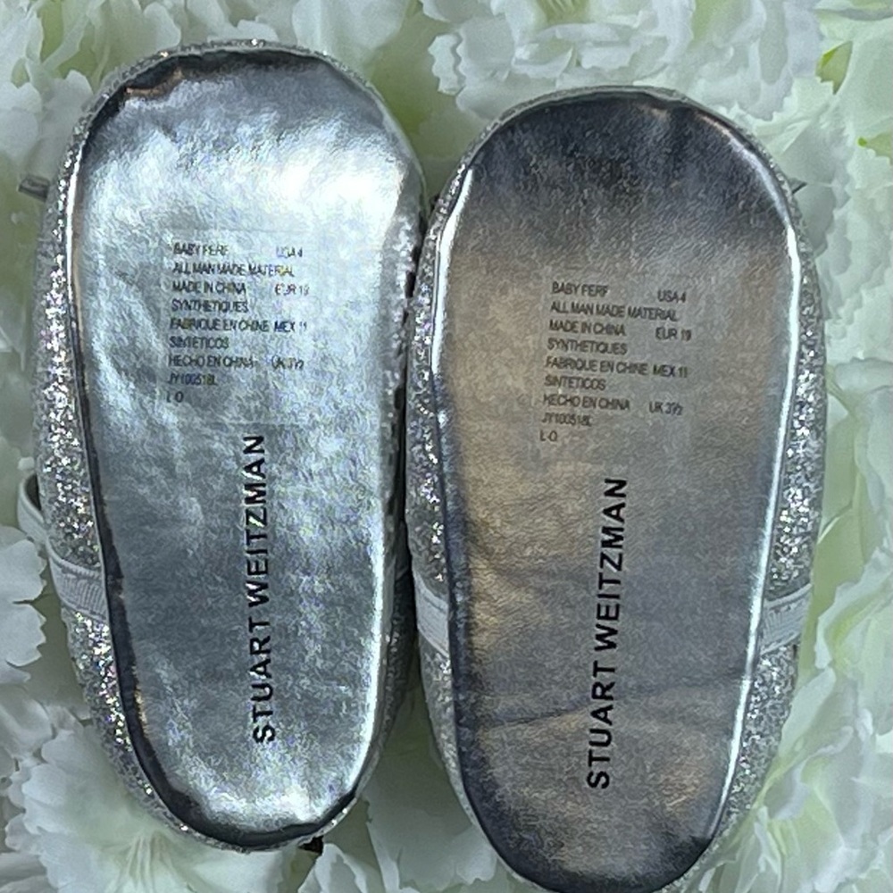 Stuart Weitzman "My First Weitzmans" Silver Glittery Ballet Flats Infant Size 4 - Picture 12 of 15